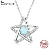 925 Silver Opal Star Pendant Necklace Silver Chain Necklace for Women