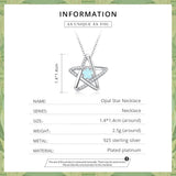 925 Silver Opal Star Pendant Necklace Silver Chain Necklace for Women