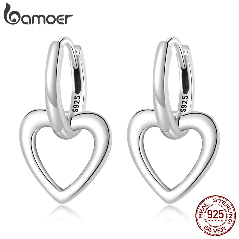 925 Silver Love Ear Buckles for Girl Heart Earrings Women Fine Jewelry Gift
