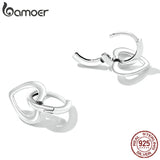 925 Silver Love Ear Buckles for Girl Heart Earrings Women Fine Jewelry Gift