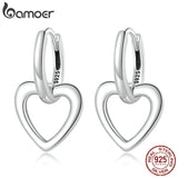 925 Silver Love Ear Buckles for Girl Heart Earrings Women Fine Jewelry Gift