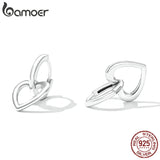 925 Silver Love Ear Buckles for Girl Heart Earrings Women Fine Jewelry Gift