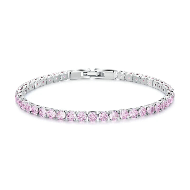 Platinum Tennis Bracelet Women Birthday Gift Jewelry YIB051