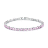 Platinum Tennis Bracelet Women Birthday Gift Jewelry YIB051