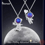 925 Silver Aerospace Necklace Star Astronaut Pendant Jewelry Gift