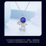 925 Silver Aerospace Necklace Star Astronaut Pendant Jewelry Gift