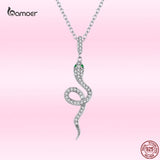 925 Silver Snake Necklace Heart Pendant for Women