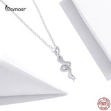 925 Silver Snake Necklace Heart Pendant for Women