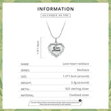 925 Silver Lace Heart Pendant Necklace for Women - Thanksgiving Gift