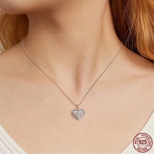 925 Silver Lace Heart Pendant Necklace for Women - Thanksgiving Gift