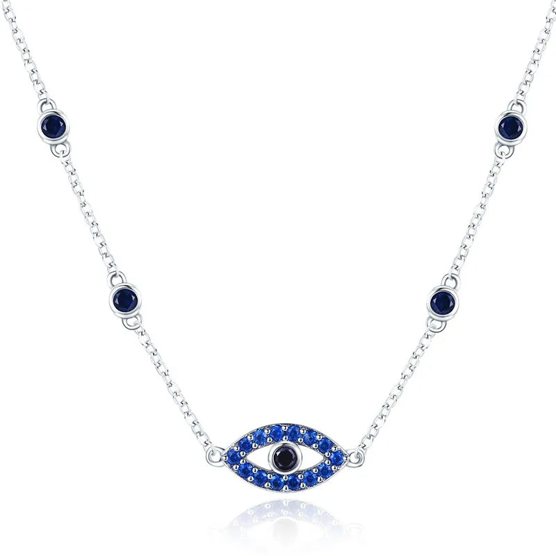 Sterling Silver Devil's Eye Zircon Pendant Necklace