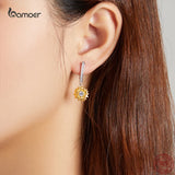Gold-Plated Sunflower Earrings 925 Silver Ear Buckle