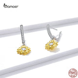 Gold-Plated Sunflower Earrings 925 Silver Ear Buckle