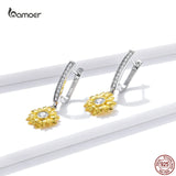 Gold-Plated Sunflower Earrings 925 Silver Ear Buckle