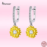 Gold-Plated Sunflower Earrings 925 Silver Ear Buckle