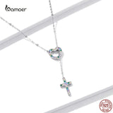 925 Silver Love Cross Necklace for Women