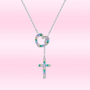 925 Silver Love Cross Necklace for Women