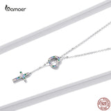 925 Silver Love Cross Necklace for Women