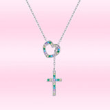 925 Silver Love Cross Necklace for Women
