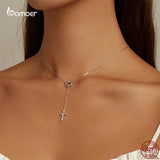 925 Silver Love Cross Necklace for Women