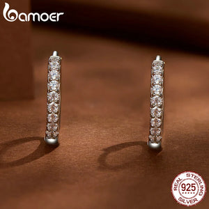 Moissanite Hoop Earrings Lab Diamond 925 Silver Fine Jewelry