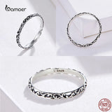 Vintage Pattern Silver Ring 925 Sterling Inaba Plant Rings Gift