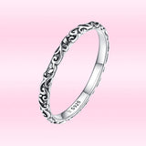 Vintage Pattern Silver Ring 925 Sterling Inaba Plant Rings Gift