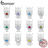 Personalized Heart Birthstone Necklace 925 Silver Women Birthday Gift