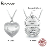 Personalized Heart Birthstone Necklace 925 Silver Women Birthday Gift