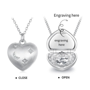 Heart-shape Open-able Necklace 925 Sterling Silver Mothers Birthday Jewelry