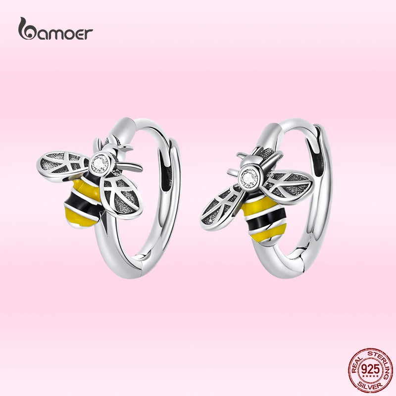 Mini Bee Stud Earrings 925 Sterling Silver Animal Insect Ear Studs