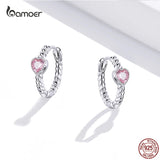 925 Silver Love Earrings Heart Zircon Jewelry