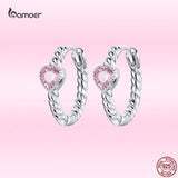 925 Silver Love Earrings Heart Zircon Jewelry