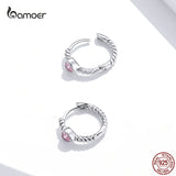 925 Silver Love Earrings Heart Zircon Jewelry