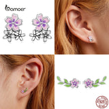Bamoer Fairy Stud Earrings 925 Silver Rainbow Ear Studs Jewelry