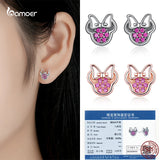 Bamoer Fairy Stud Earrings 925 Silver Rainbow Ear Studs Jewelry