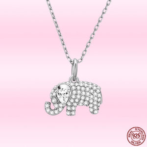 925 Sterling Silver Baby Elephant Necklace for Women Animal Pendant