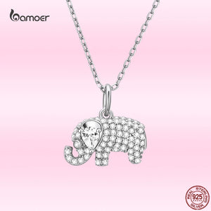 925 Sterling Silver Baby Elephant Necklace for Women Animal Pendant