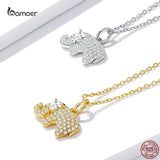925 Sterling Silver Baby Elephant Necklace for Women Animal Pendant