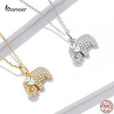 925 Sterling Silver Baby Elephant Necklace for Women Animal Pendant