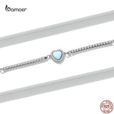 Opal Love Bracelet 925 Sterling Silver Heart Shaped Ladies All-match