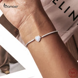 Opal Love Bracelet 925 Sterling Silver Heart Shaped Ladies All-match