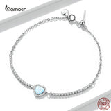 Opal Love Bracelet 925 Sterling Silver Heart Shaped Ladies All-match