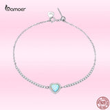 Opal Love Bracelet 925 Sterling Silver Heart Shaped Ladies All-match