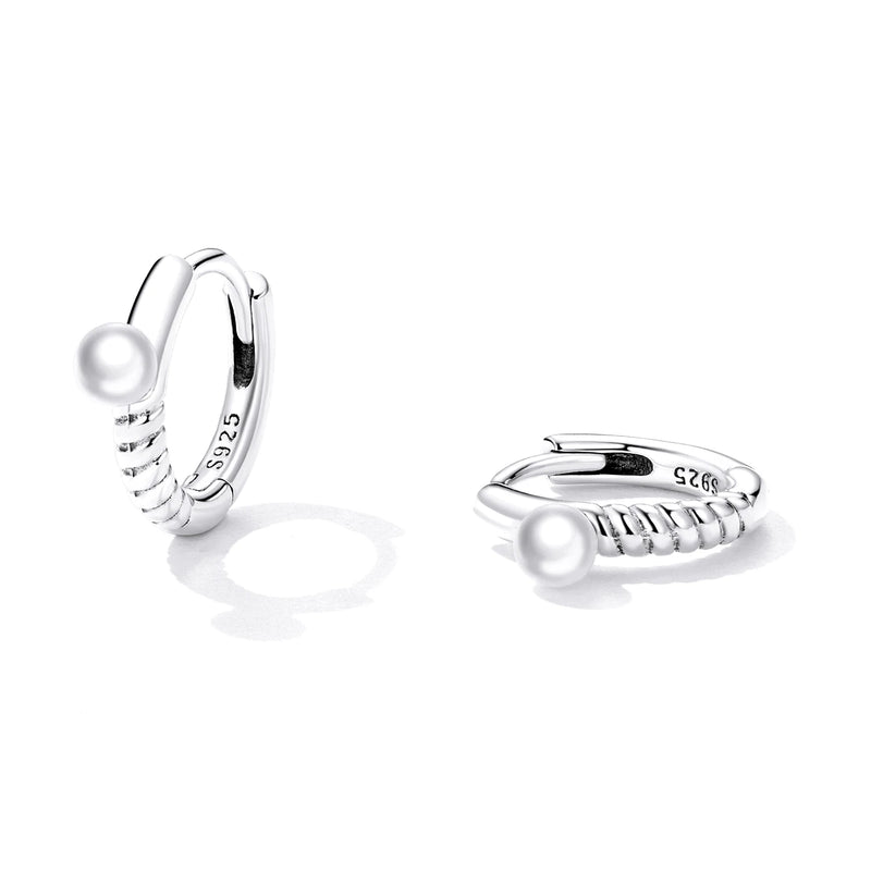 925 Silver Pearl Shell Bead Earrings for Women Wedding Jewelry