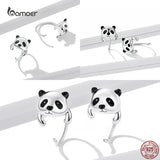 Cat Ear Studs 925 Sterling Silver Animal Panda Piercing Earrings for Women