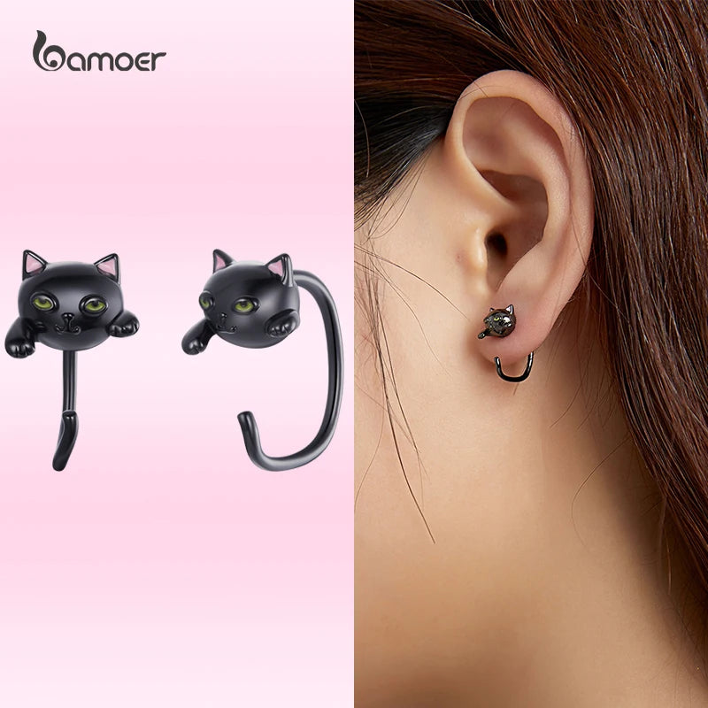 Cat Ear Studs 925 Sterling Silver Animal Panda Piercing Earrings for Women