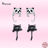 Cat Ear Studs 925 Sterling Silver Animal Panda Piercing Earrings for Women