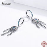 Boho Dream Catcher Feather Earrings 925 Silver Party Jewelry