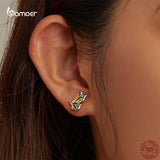 Colorful Butterfly Ear Studs 925 Silver Piercing Earrings